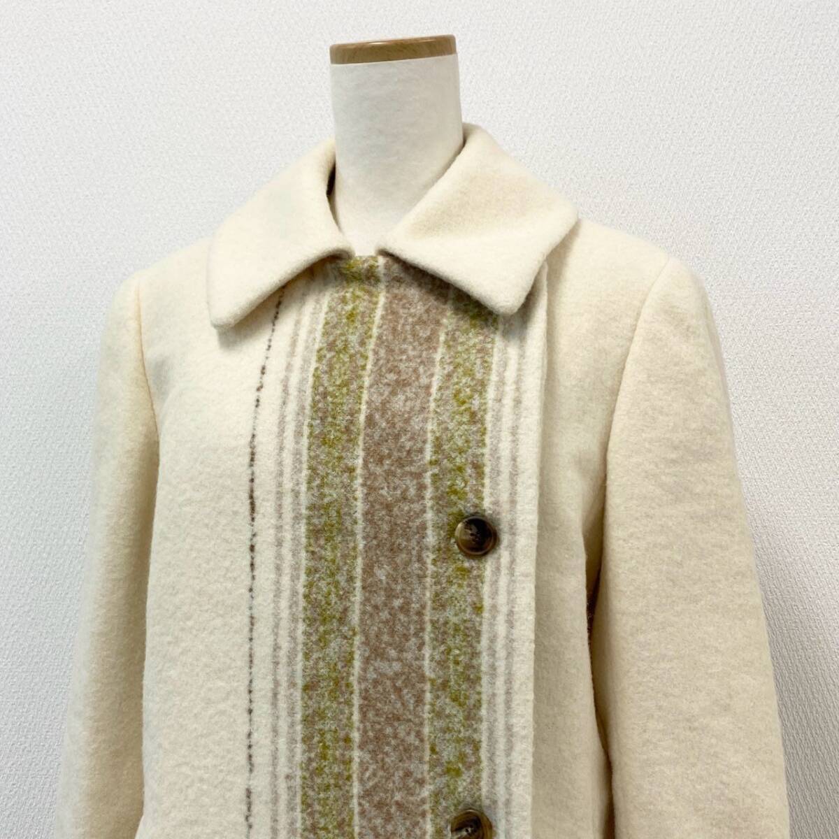6f11 Aquascutum アクアスキュータム BABY ALPACA ベビーアルパカ ロングコート ダブル 日本制 9 アイボリー アルパカウール