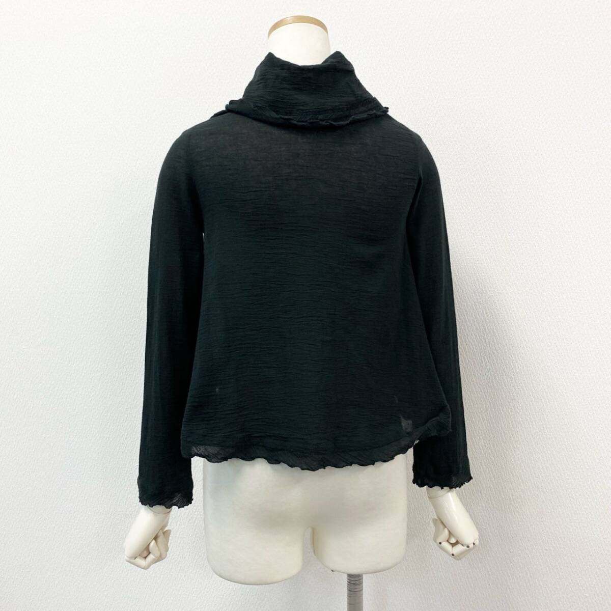 7f11 Jean Paul GAULTIER ジャンポールゴルチエ 多ボタン ハイネックカーディガン ボレロ シワ加工 ブラウス 40 ブラック コットン
