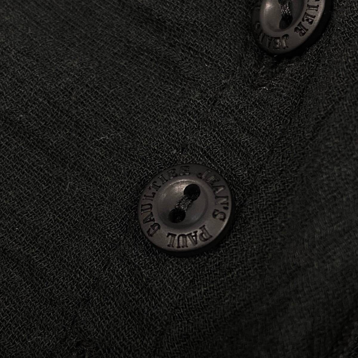 7f11 Jean Paul GAULTIER ジャンポールゴルチエ 多ボタン ハイネックカーディガン ボレロ シワ加工 ブラウス 40 ブラック コットン