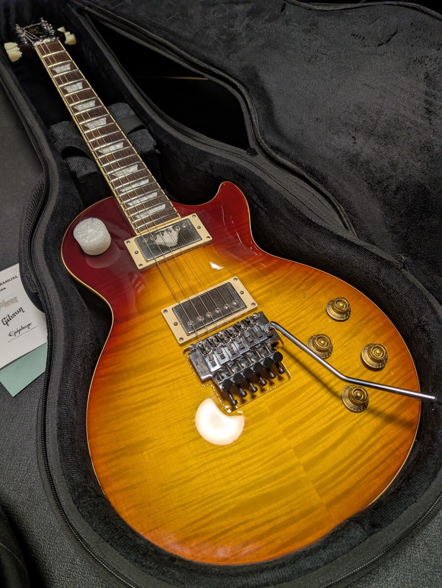 Epiphone Alex Lifeson Les Paul Standard Graph Tech Ghost Floyd Rose piezo установка 