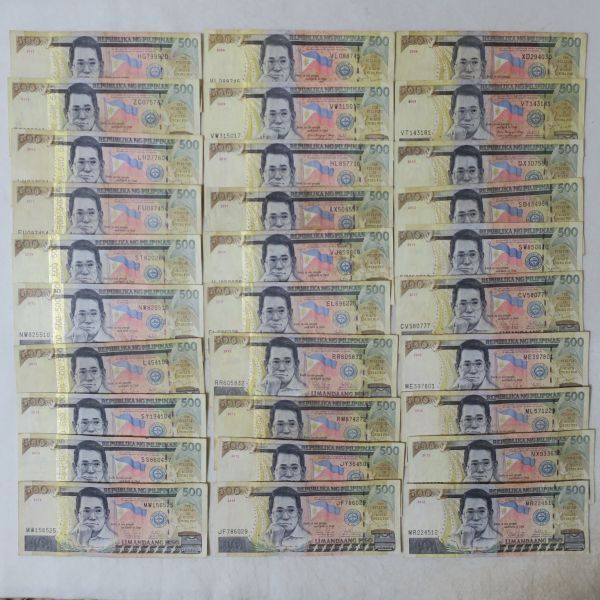 フィリピン　５００ペソ紙幣　３０枚セット フィリピン 500ペソ紙幣 30枚セット