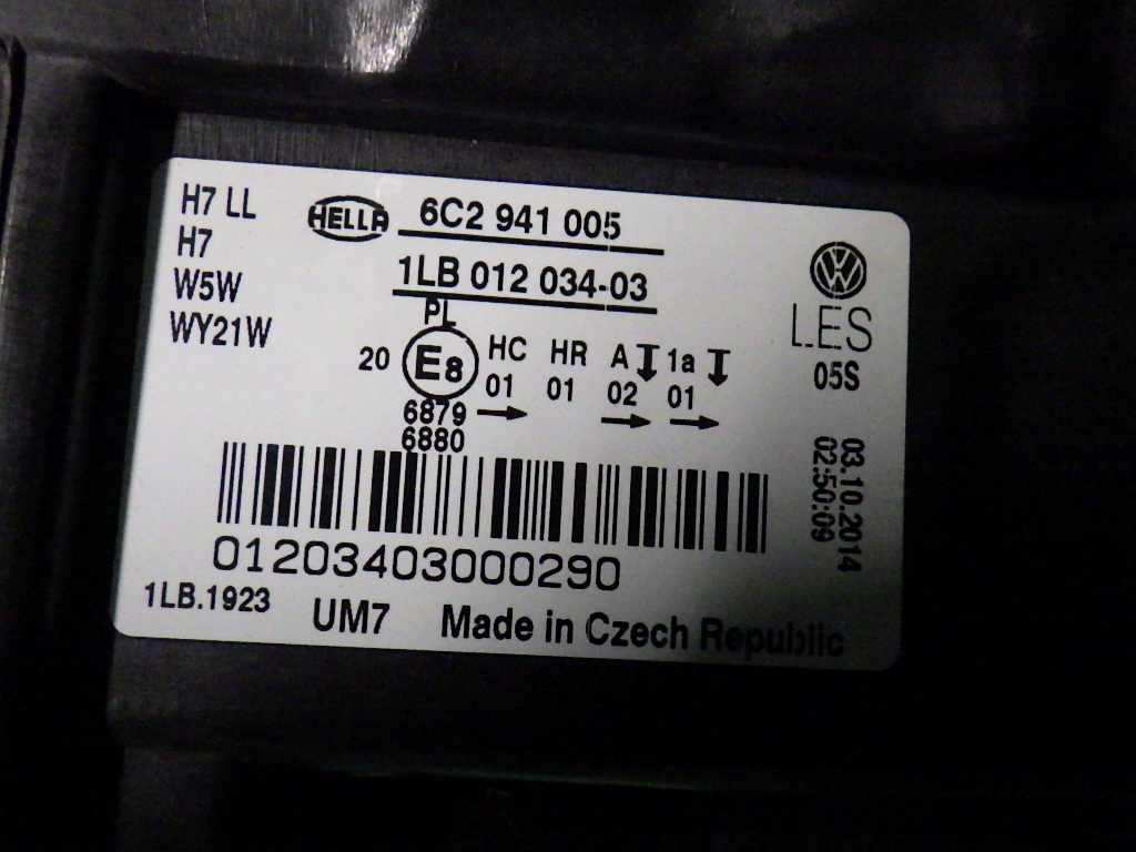 VWポロ[6RCJZ后期]ヘッドライト(左ライト)ヘッドランプ ハロゲン 6C2941005