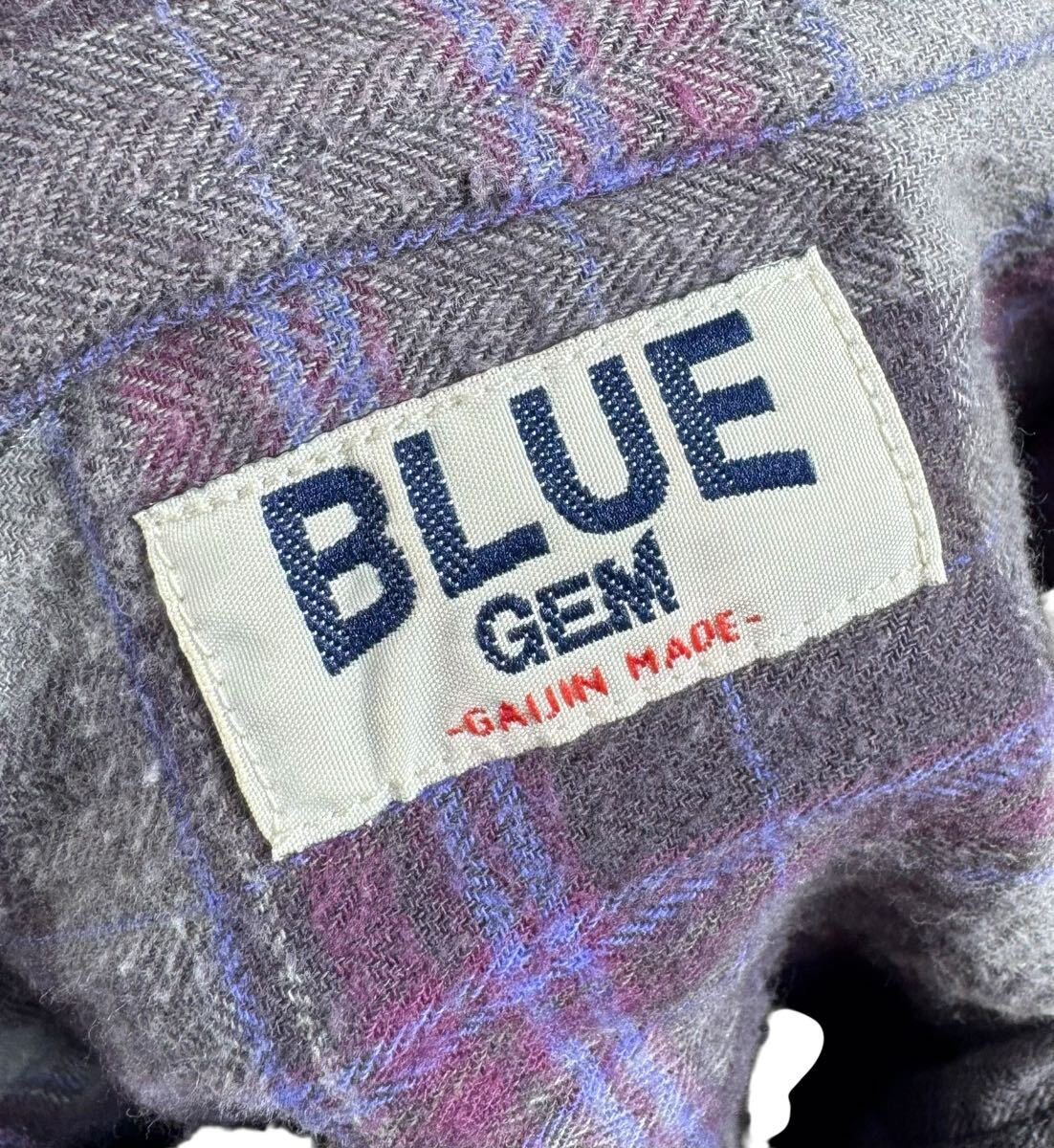 HRM GAIJIN MADE ハリラン ガイジンメンド 長袖 コットン チェックシャツ 紫系 3_画像3