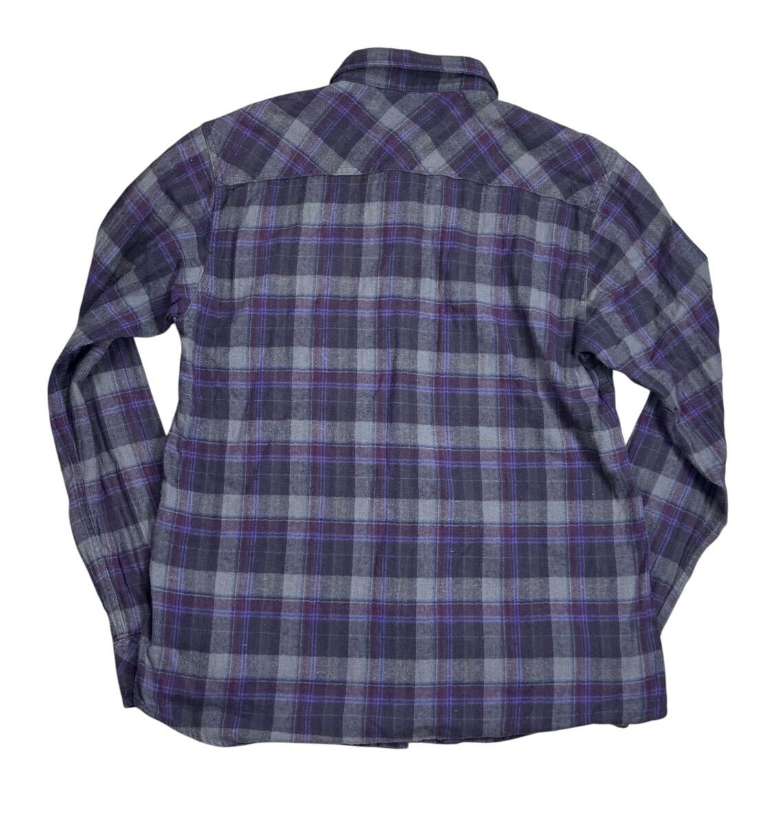 HRM GAIJIN MADE ハリラン ガイジンメンド 長袖 コットン チェックシャツ 紫系 3_画像2