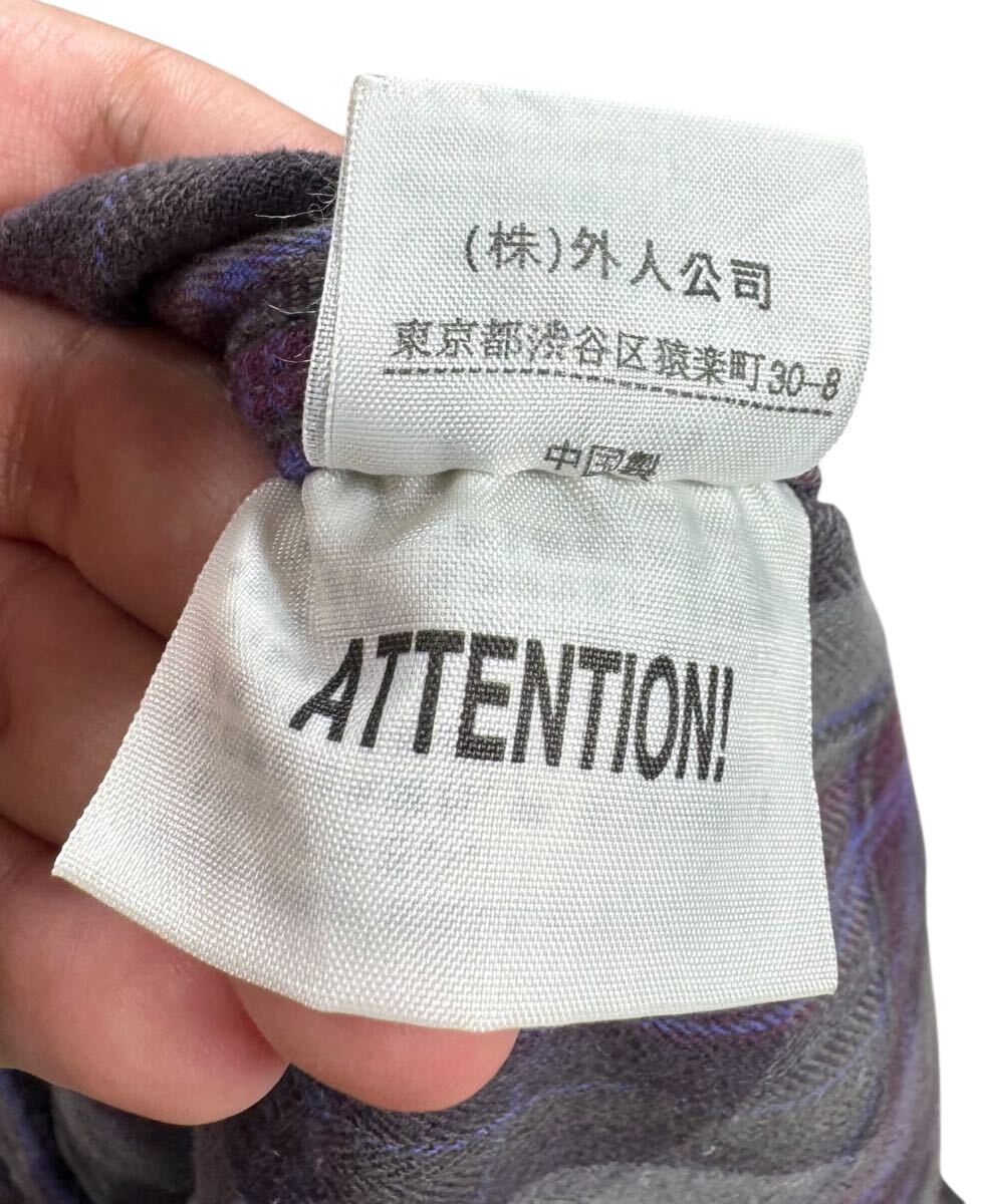 HRM GAIJIN MADE ハリラン ガイジンメンド 長袖 コットン チェックシャツ 紫系 3_画像5