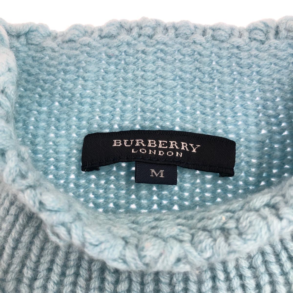 ◆BURBERRY LONDON バーバリーロンドン モックネック ニット サイズ:M◆ ブルー カシミヤ100% レディース トップス セーター 長袖