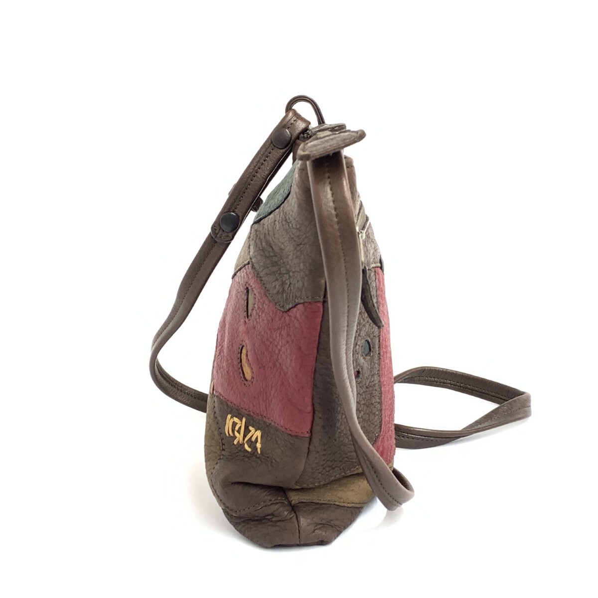  хороший *IBIZAibisa кожа лоскутное шитье сумка на плечо * Brown женский наклонный ..bag сумка 