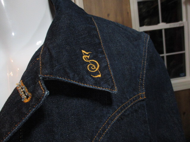濃紺インディゴブルー 音符刺繍 ウエスタン デニムジャケット 日本制 ジージャン 細(xì)身 カウボーイ ヴィンテージスタイル WESTERN DENIM