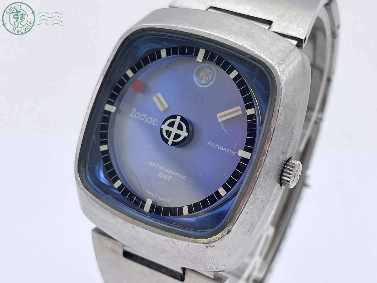BF0604557 ^1 иен ~! Zodiac Zodiac ASTROGRAPHIC SST Astro графика самозаводящиеся часы аналог квадратное наручные часы работа б/у 