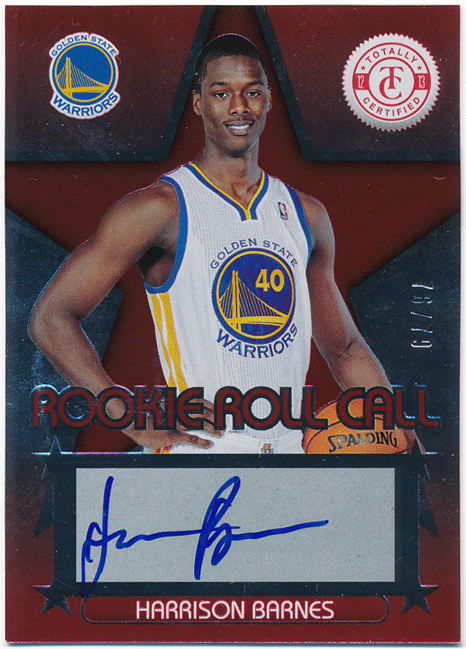 Harrison Barnes NBA 2012-13 Totally Certified RC Rookie Roll Call Red Auto 79枚限定 直筆サイン ルーキーオート ハリソン?バーンズ