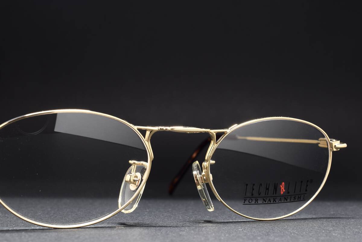 デッドストック TECHNOLITE TL-6302 48-20 オーバル メガネ サングラス フレーム 日本製 ゴールド_画像3