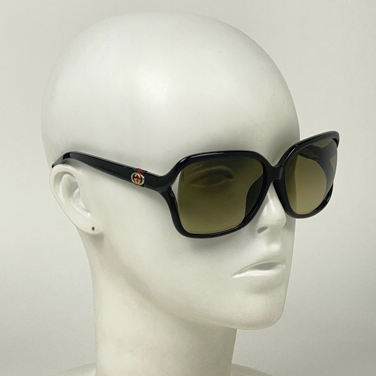 グッチ GUCCI GGロゴ サングラス シェリーライン ウェブ アイウェア サングラス プラスチック ブラック GG3658 レディース 【中古】