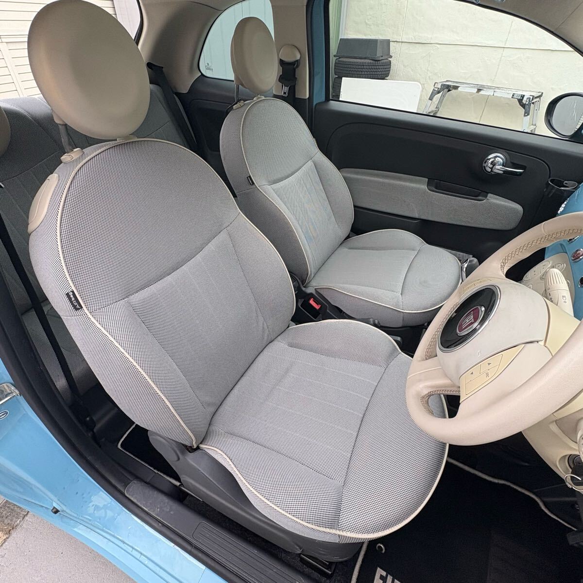 美車◎福岡発◎現(xiàn)車確認◎人気のブルー◎フィアット500 ラウンジ◎走行距離少目◎