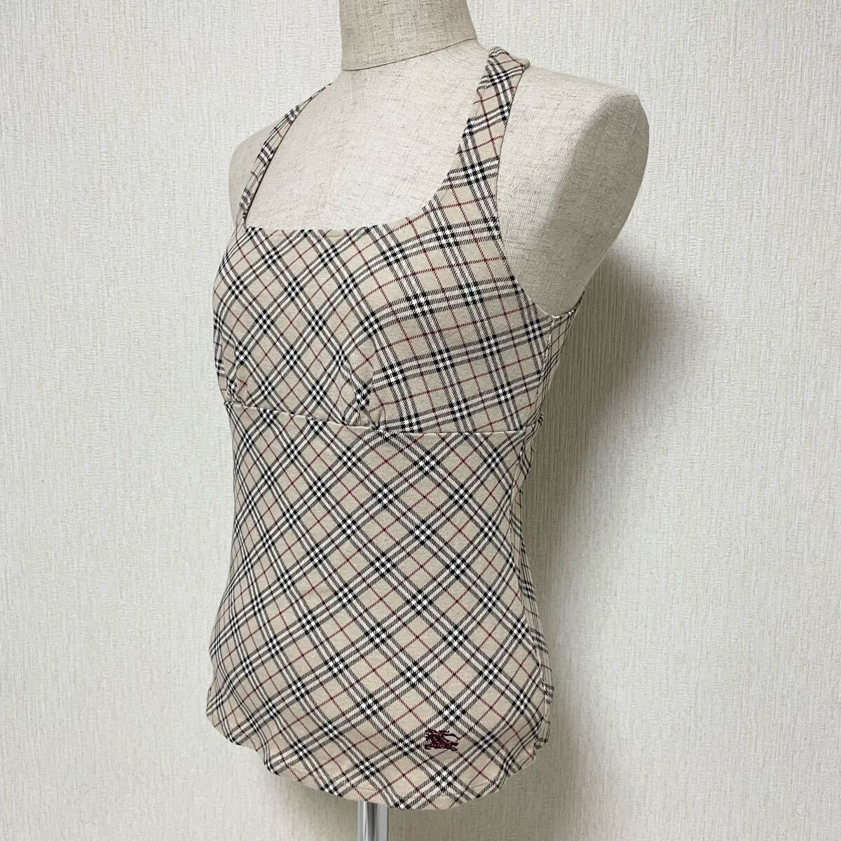 レア⭐️バーバリーブルーレーベル 総柄 ロゴ ホルターネック タンクトップ 即決 BURBERRY バーバリー ブルーレーベル ホルターネック