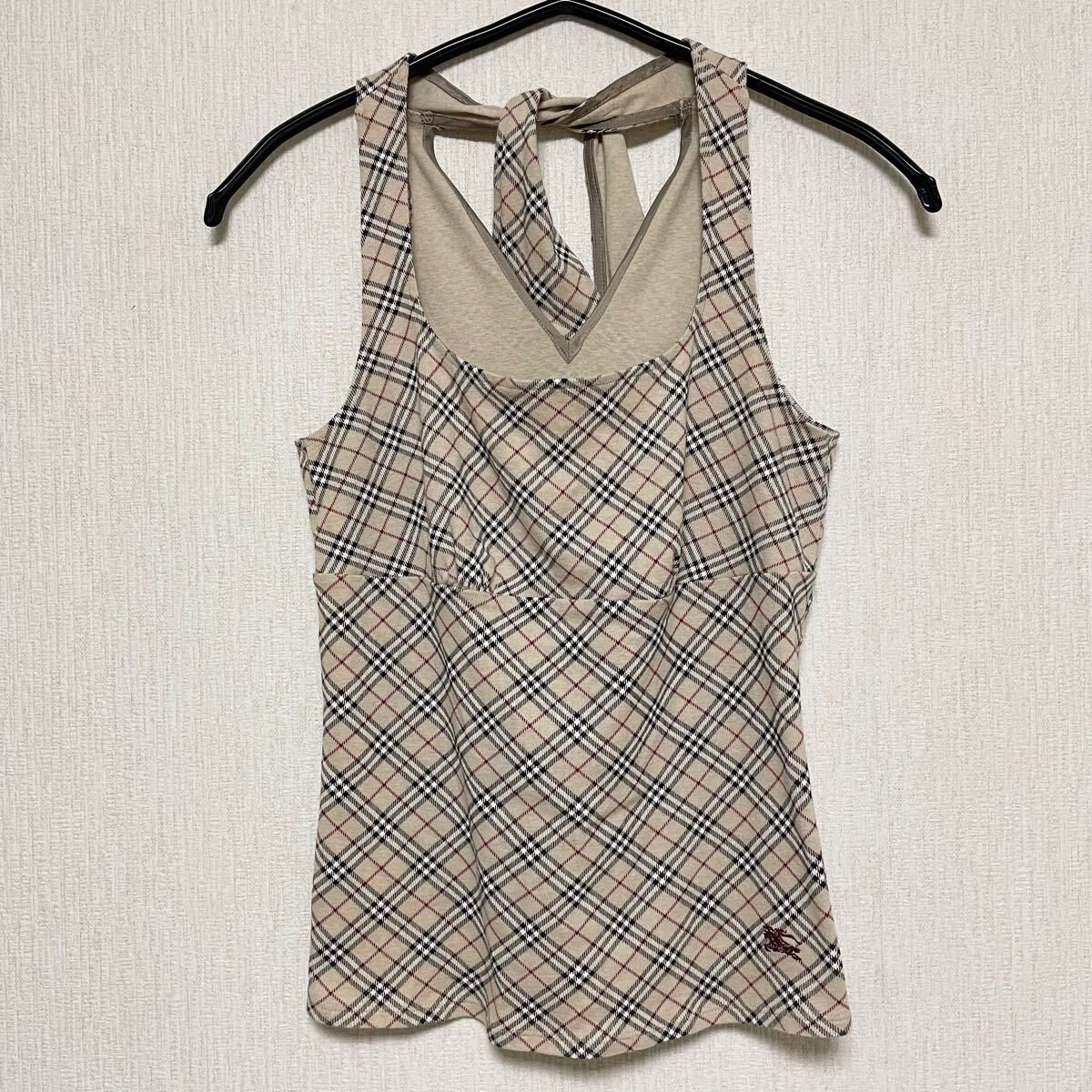 レア⭐️バーバリーブルーレーベル 総柄 ロゴ ホルターネック タンクトップ 即決 BURBERRY バーバリー ブルーレーベル ホルターネック