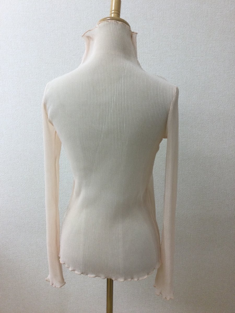 Riche glamour リシェグラマー タグ付き未使用 シースルートップス ピンクベージュ プリーツ生地 サイズM