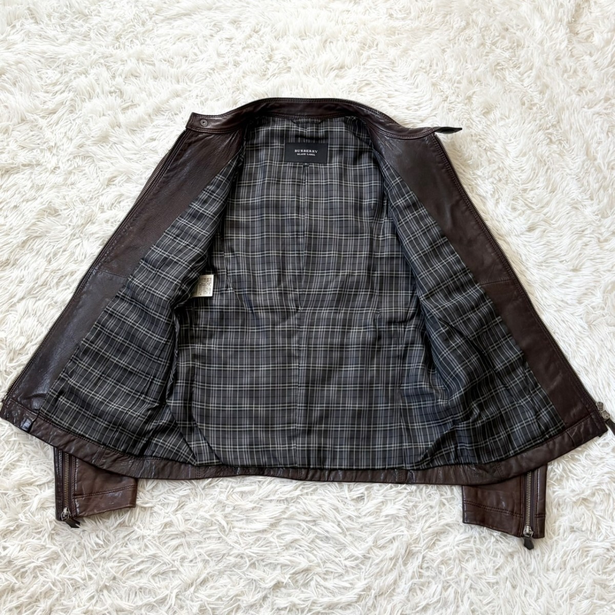 【美品】BURBERRY BLACK LABEL ホースロゴ チェック ボルドー 1円~美品 バーバリー ブラックレーベル BURBERRY BLACK LABEL