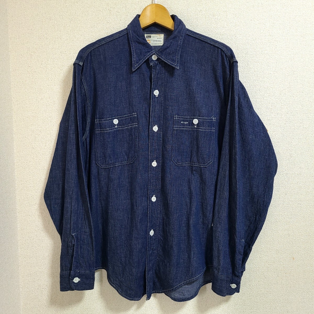 【在庫有】 美品 激レア 濃紺 デニム Searsシアーズ 60's ヴィンテージ トップス