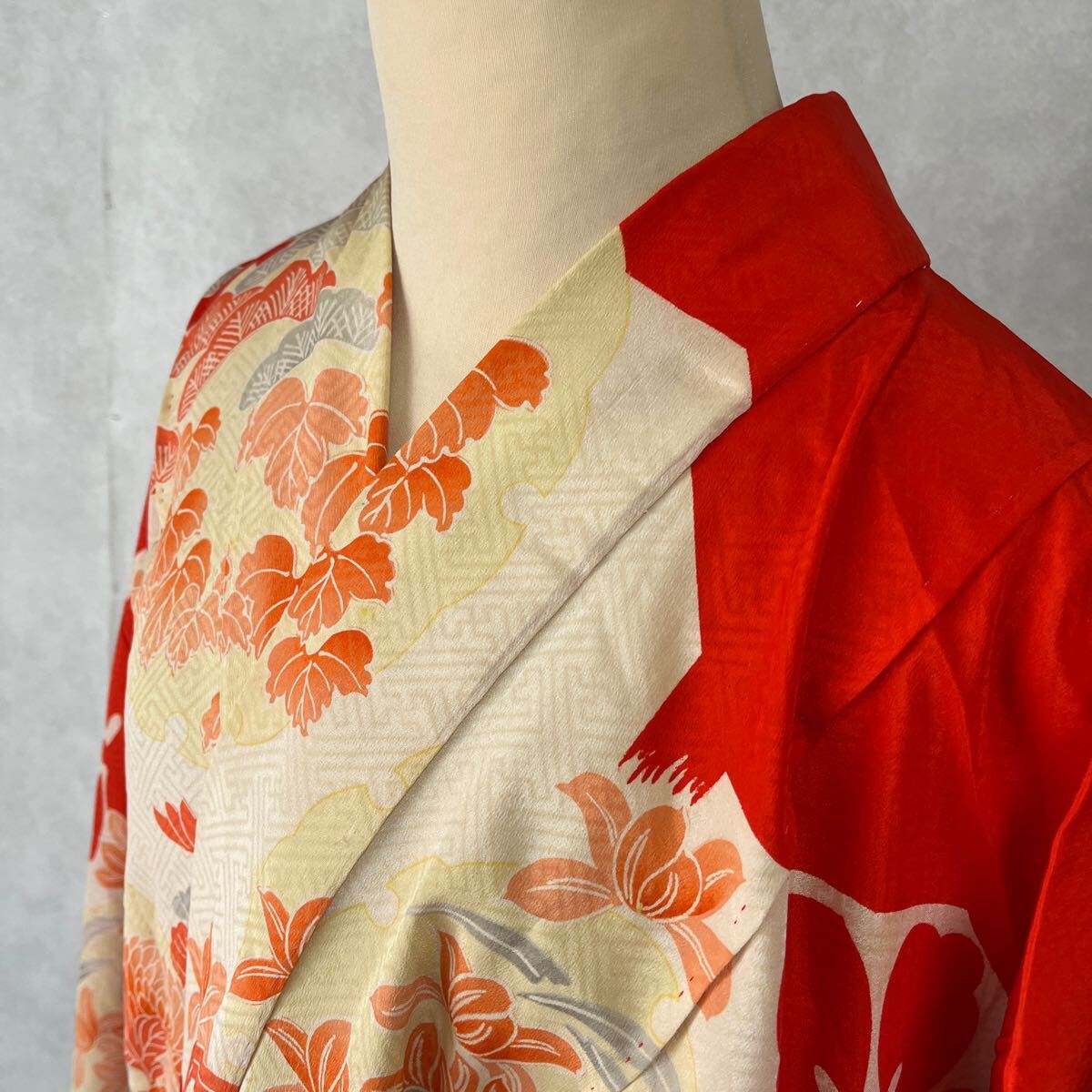  длинное нижнее кимоно античный кимоно Showa Retro Taisho роман современный переделка шелк натуральный шелк 100%.17-11k