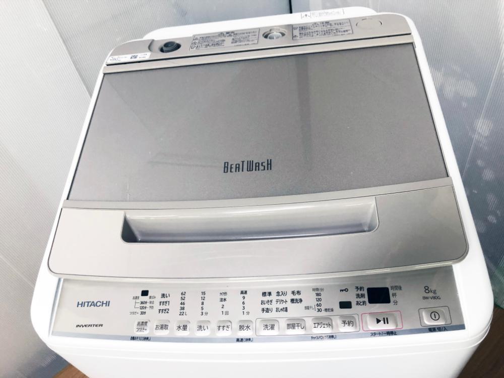 送料無料★2021年制★極上超美品 中古★日立 ビートウォッシュ 8kg つけおきプラス★大流量ナイアガラ!!洗濯機【BW-V80G-N】F2Y0