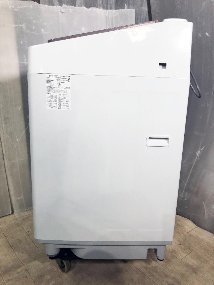 送料無料★2024年制★極上超美品 中古★SHARP 9kg 穴なし槽で清潔?節(jié)水！大開口＆コンパクト設(shè)計(jì)！洗濯機(jī)【ES-GV9J-T】F2XU