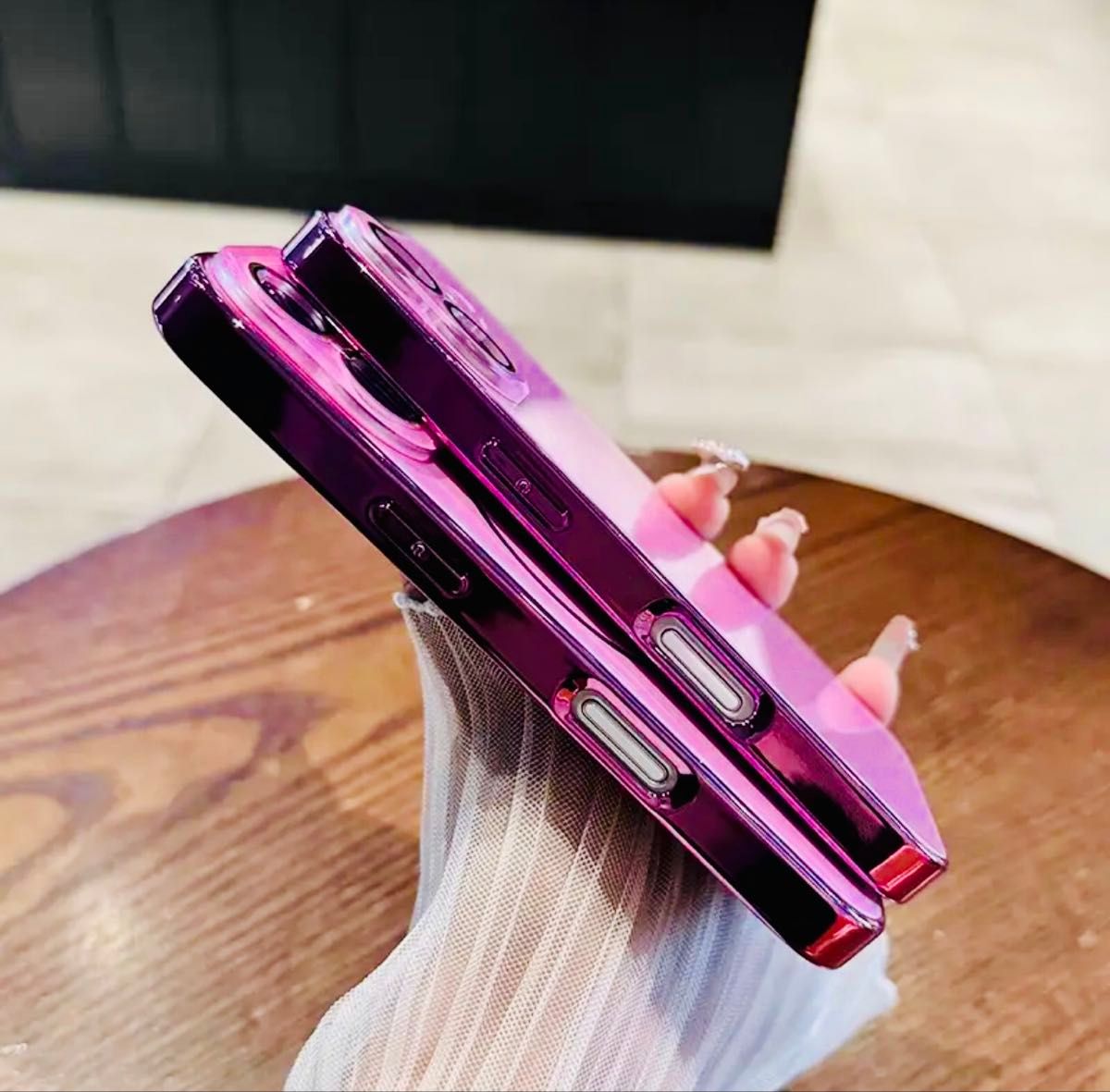 iPhone16 pro ピンク メッキ ガラス ケース マグセーフ対応 カメラ レンズ フルカバー 高級モデル 人気 ラスト♪