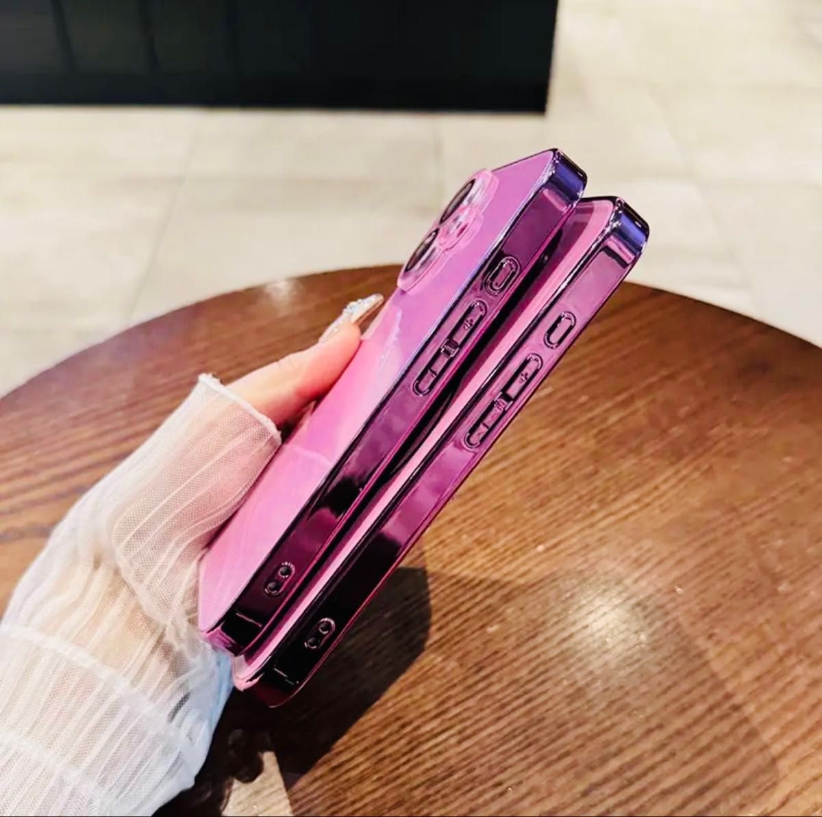 iPhone16 pro ピンク メッキ ガラス ケース マグセーフ対応 カメラ レンズ フルカバー 高級モデル 人気 ラスト♪