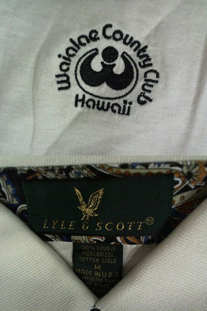 * почти не использовался товар *la il & Scott [LYLE & SCOTT][waialae country club honolulu hawaii] рубашка-поло с коротким рукавом половина кнопка M "теплый" белый 