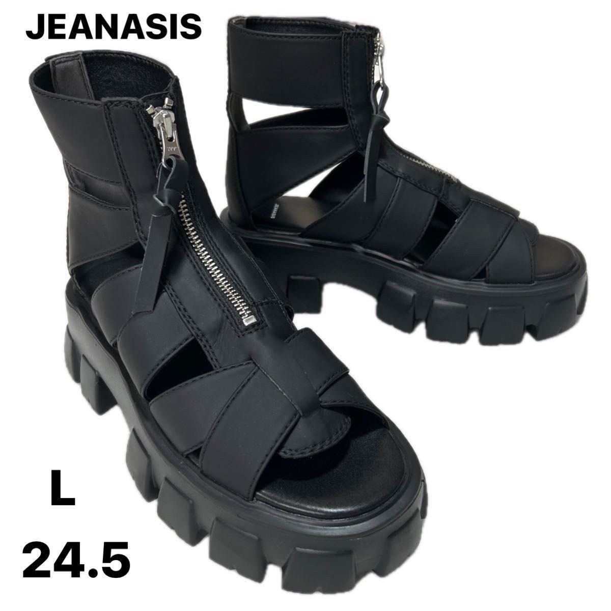 未使用級 ジーナシス グラディエーターサンダル 厚底 ブラック 24-24.5 JEANASIS ZIP【新品未使用 】グラディエーターサンダル