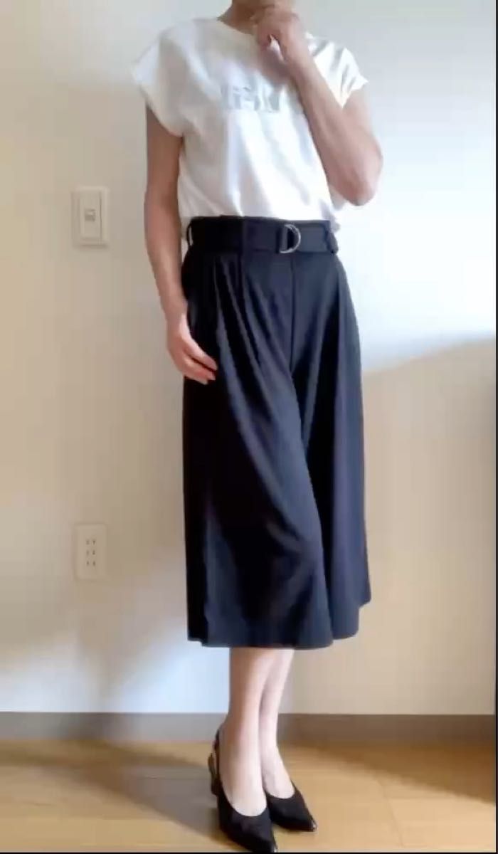 ユニクロ ガウチョ パンツ 無地 ボトムス ワイドパンツ ブラック パンツ