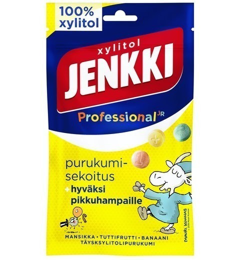 Cloetta Jenkki クロエッタ イェンキ プロ ストロベリー＆バナナ味 キシリトール ガム 10袋×75g フィンランドのお菓子です