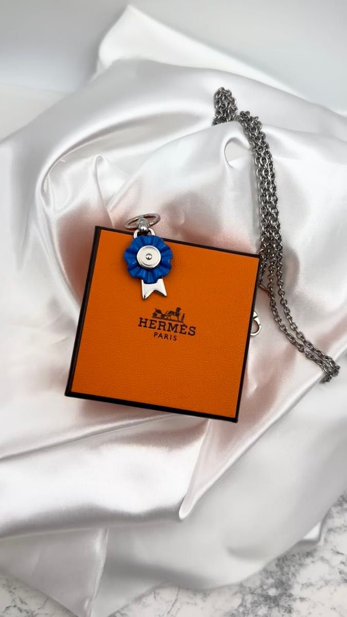 HERMES エルメス フロット スカーフリング ツイリーリング 小物 アクセサリー パラジウム シルバー ブルー 美品