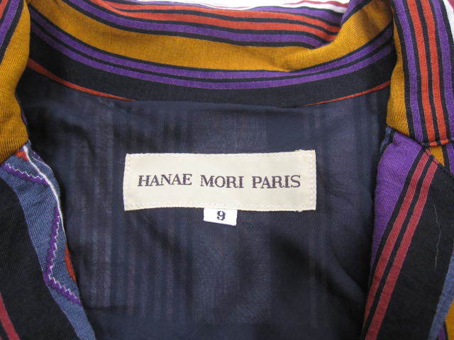 ハナエモリ HANAE MORI PARIS ワンピース ロング 半袖 総柄 レーヨン シルク混 9 レディース E425 _画像6