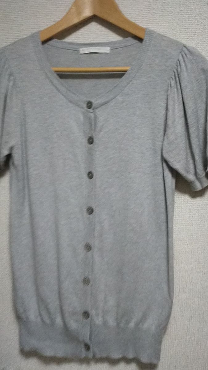 購入意思無いいいね/価格交渉ご遠慮下さい 24h再出大歓迎 USED ローリーズファーム 半袖カーディガン Mグレー 毛羽立ち有り