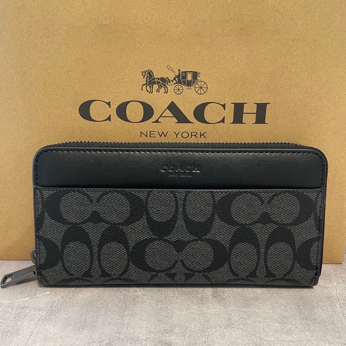 極美品 COACH 長財布 新品 ブラック 最新作 限定品 新品 COACH 長財布 コーチ 長財布 レディース メンズ
