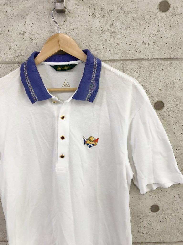 希少デザイン J's ジャンボ尾崎 ブリヂストン 刺繍 タイガーロゴ 半袖 ポロシャツ メンズ 日本製 ゴルフ Lサイズ 新規×_画像2