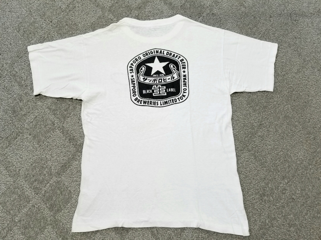 ～90s ビンテージ サッポロ 黒ラベル プリントTシャツ M SAPPORO BEER BLACKLABEL 酒T_画像2