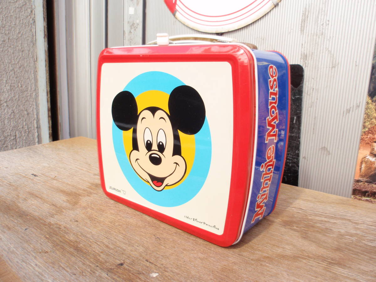 ビンテージ 象印製 ディズニー「ミッキーマウス＆ミニーマウス」プリントされたブリキのランチボックス