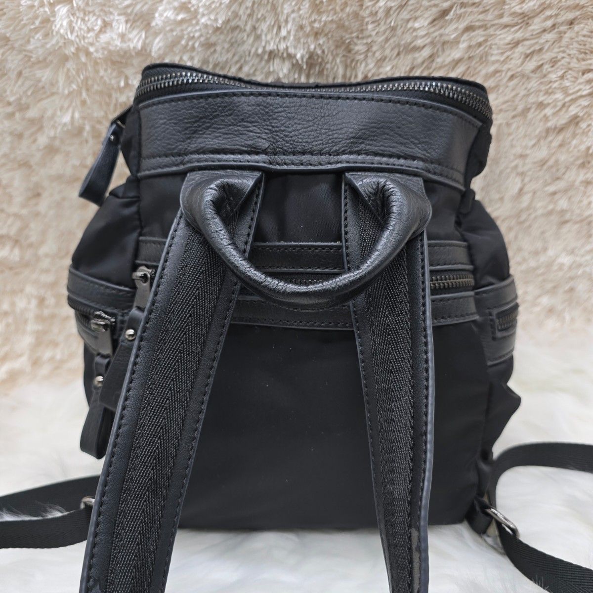 良品 マリークワント ナイロン リュック バックパック ナイロン 2WAY 黒 希少 】MARY QUANT マリークワント 2way ナイロン リュック 黒