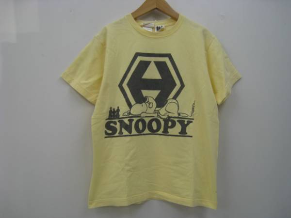  Vintage Snoopy .. heart print T-shirt quiz Hexagon short sleeves yellow S