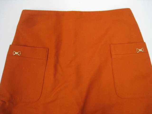 ROPE ロペ ウール×ナイロン ポケット付き スカート オレンジ SIZE 36_画像3