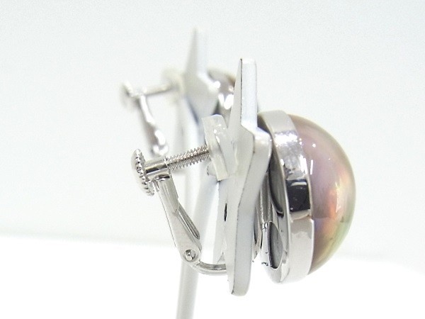  Tasaki Shinju mabe pearl earrings K18WG white gold TASAKItasaki[ used ][ degree A][ beautiful goods ]