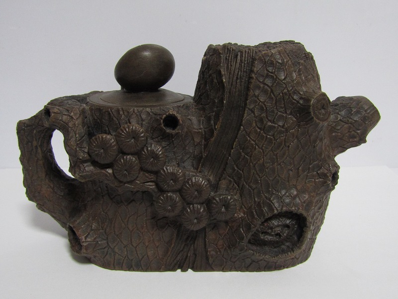 時代 中国古玩 白泥 急須 環摘 切株に梅 唐物 中国美術 煎茶道具 T023_画像5