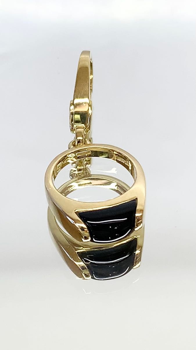 新品同様品 BVLGARI ブルガリ トロンケット チャーム K18YG × オニキス ☆ ペンダントトップ レディース