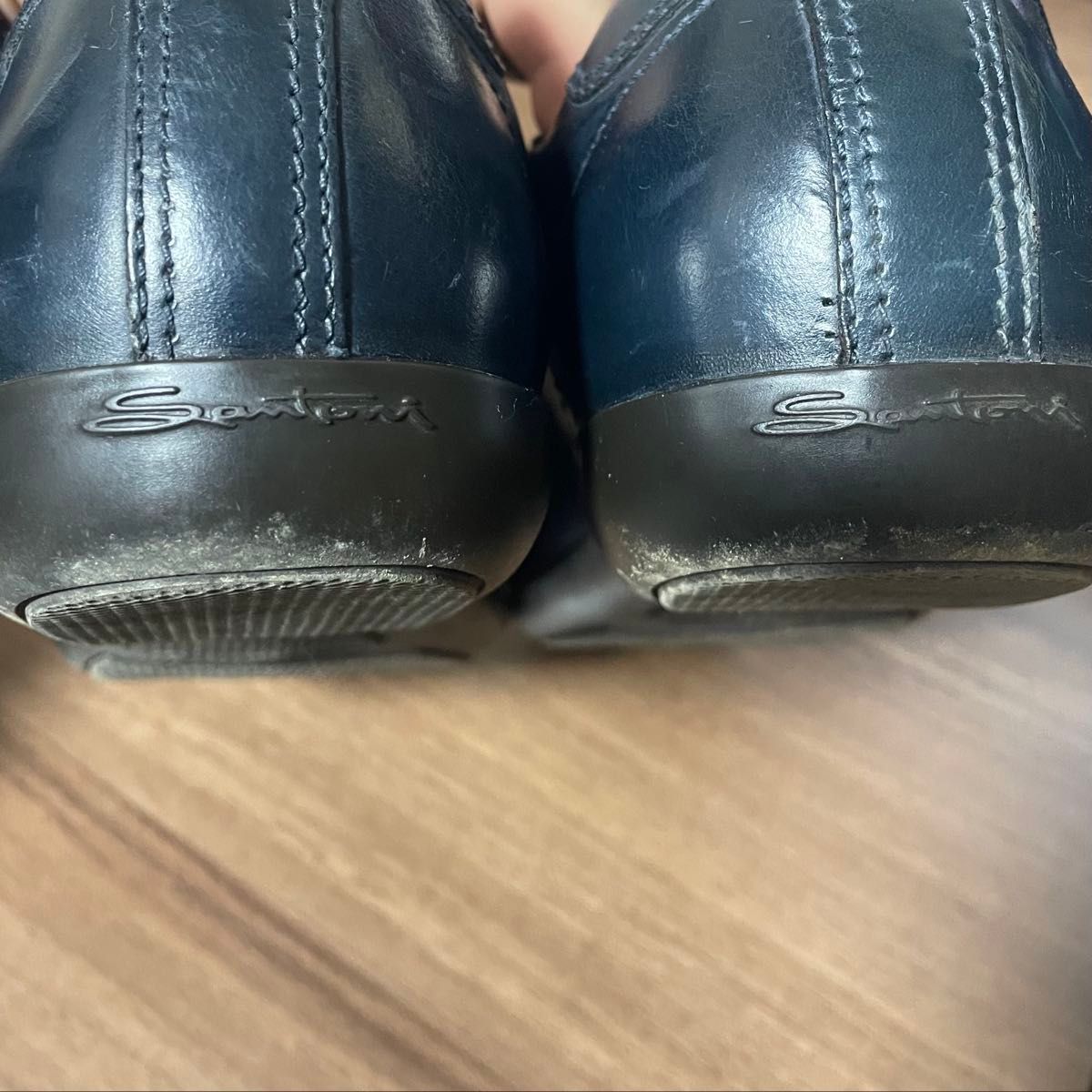 美品 Santoni サントーニ 本革 レザースニーカー ネイビー 26cm 美品□Santoni サントーニ【26.0】本革 レザースニーカー ネイビー