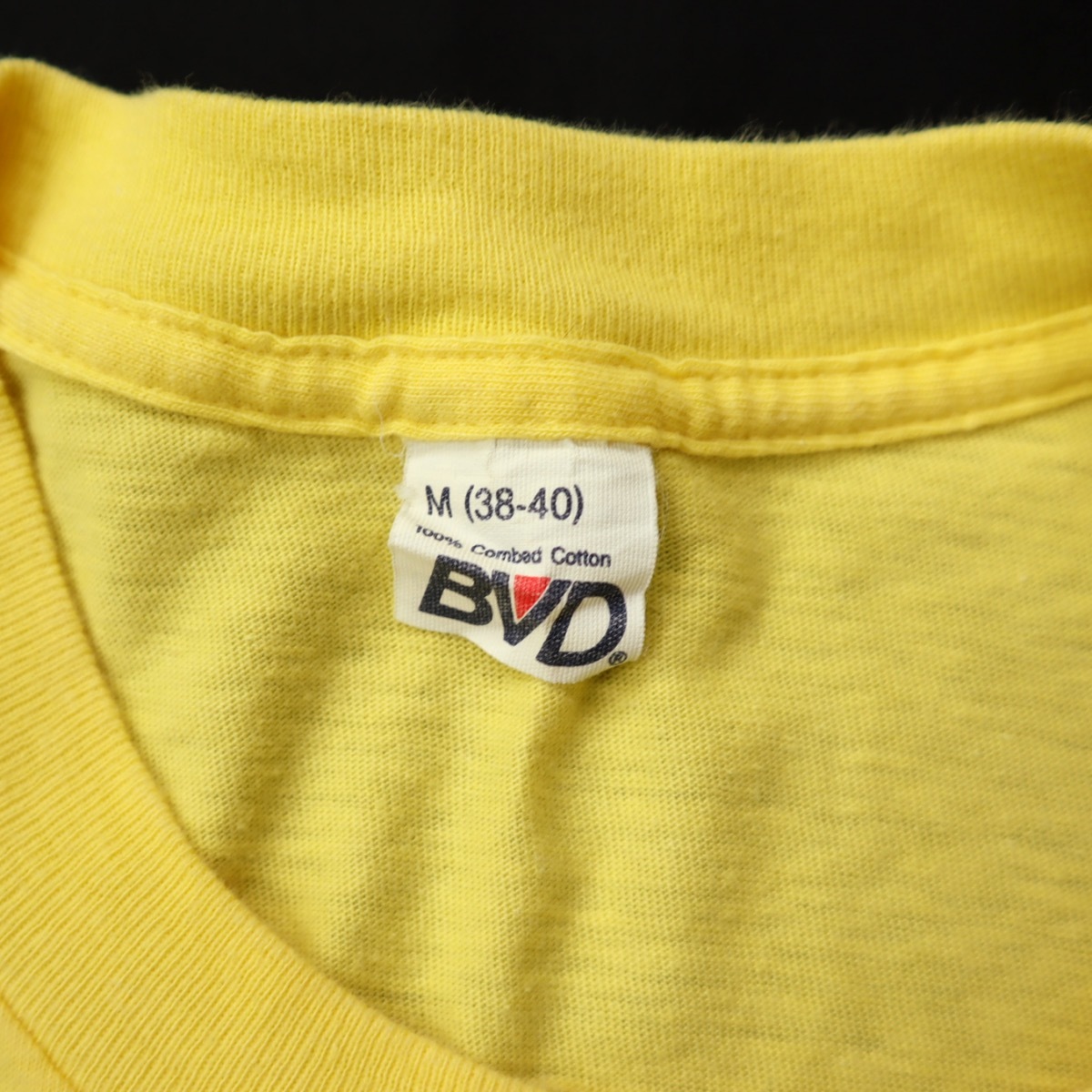 ☆送料無料 70s 80s ビンテージ BVD ビーブイディー 無地 ポケット Tシャツ USA製 ポケT 黄色 70年代 80年代 古着 ワーク プレーン メンズ_画像3