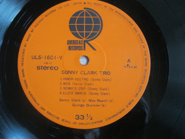 Sonny Clark TRIO オーヴァーシーズ　ＵＬＳ－１８０１－Ｖ　ＴＩＭＥ国内盤　Ｎｏ２０９_画像5