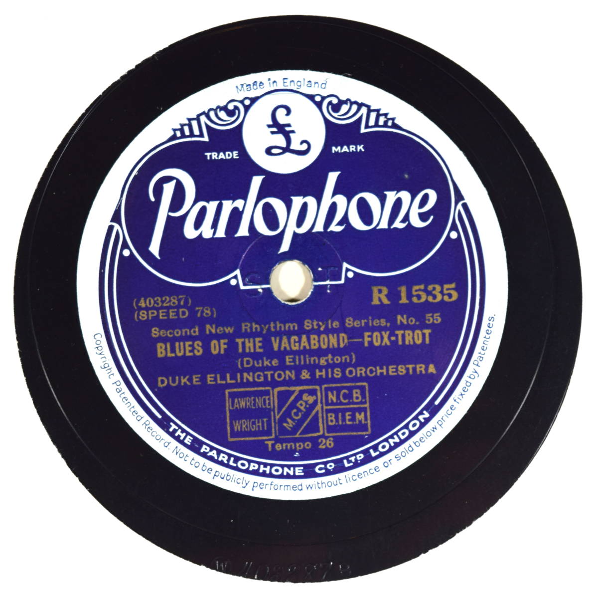 DUKE ELLINGTON & HIS ORCHESTRA. (PARLOPHONE R1535) ( Duke * Erin тонн ) SP запись 78rpm JAZZ { Британия запись }