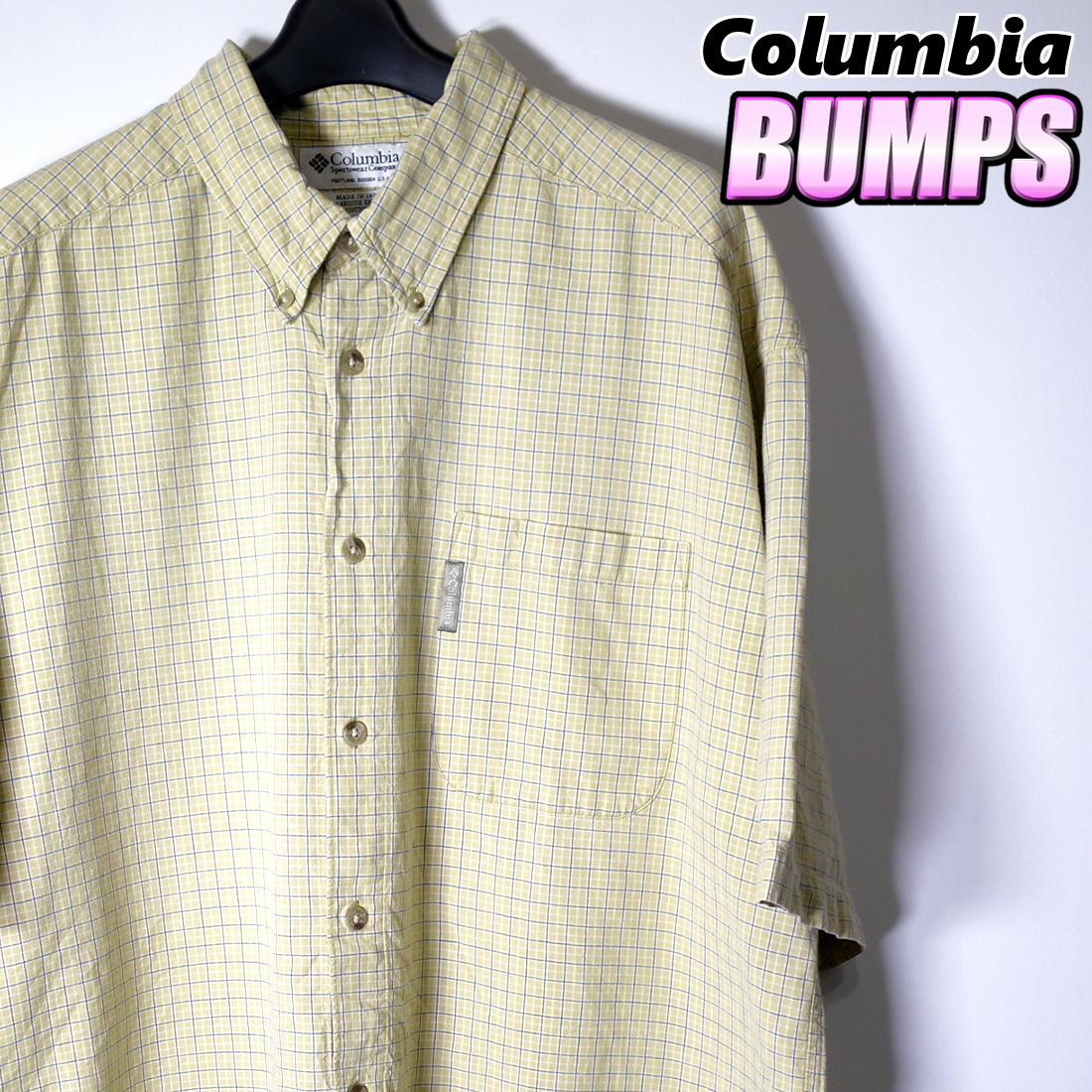コロンビア チェックシャツ 半袖 メンズ XL ボタンダウン 胸ポケット 大きいサイズ アウトドア カジュアル アメリカ 古着 MCB-3-6-0017