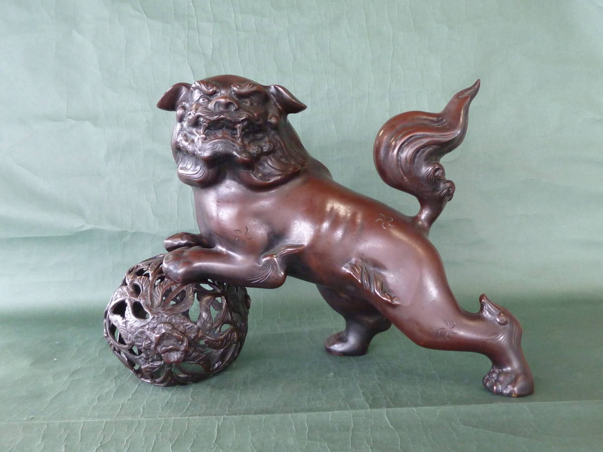 玉獅子 尺5 横44cm 銅鋳物製 新品 玉獅子 尺5 横44cm 銅鋳物製 新品